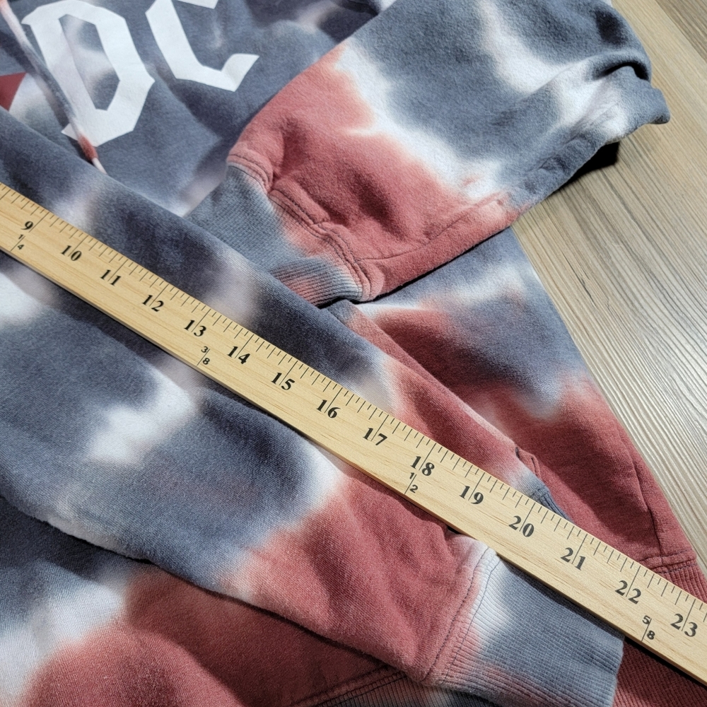 AC⚡DC Grey/White/Maroon Tie-Dyed Hoodie Size Small - Picture 5 of 6